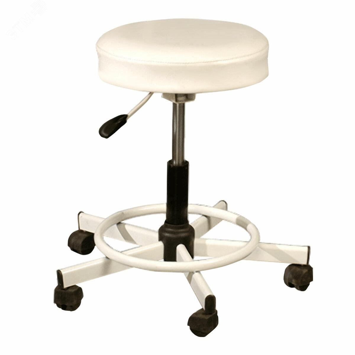 Изображение товара Стул оператора РС12 кожзам металлический, белый, без спинки и подлокотников