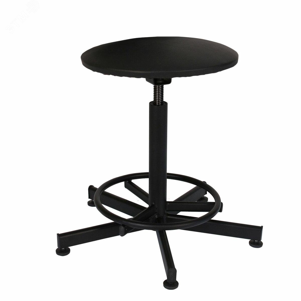 Изображение товара Стул кресло кассира, ресепшн РС37, на винте, без спинки, без подлокотников, кожзам, черное, ш/к 74096 (шт)