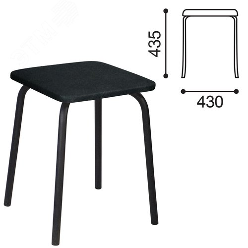 Изображение товара Табурет РС01-03, черный каркас, черный кожзам 201, ш/к 84217 (шт)