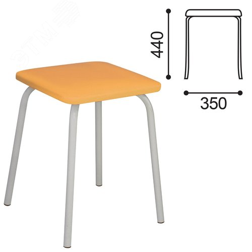 Изображение товара Табурет РС01-03, серебристый каркас, песочный кожзам 523, ш/к 84224 (шт)