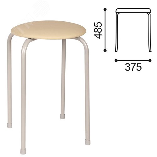 Изображение товара Табурет РС01-Т011В, серебристый каркас, кожзам бежевый, ш/к 33413 (шт)