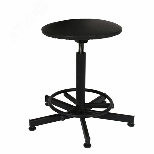 Изображение товара Стул кресло кассира, ресепшн РС37, на винте, без спинки, без подлокотников, кожзам, черное, ш/к 74096 (шт)