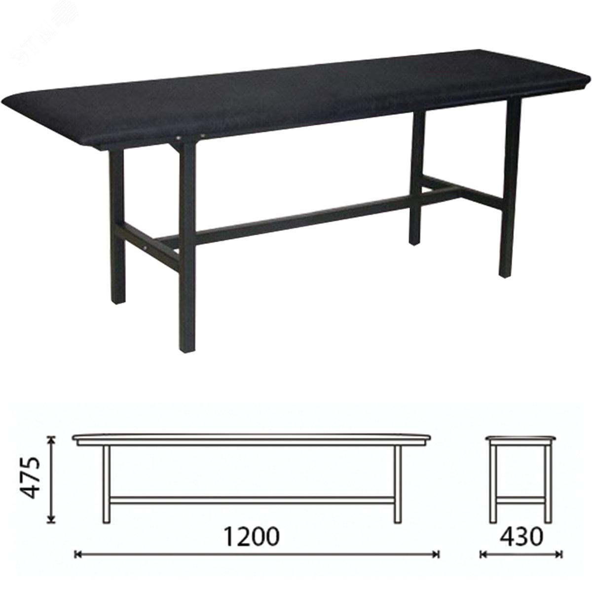 Изображение товара Банкетка без спинки ''Берта'' (1200 х 430 х 475), усиленная, черный каркас, кожзам черный, разборная, БМ4 К01 (шт)