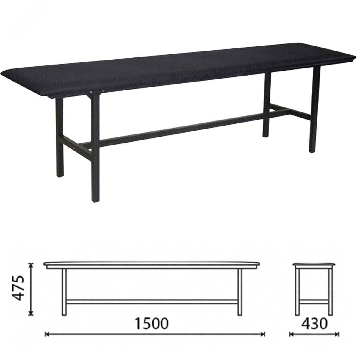 Изображение товара Банкетка без спинки ''Берта'' (1500 х 430 х 475), усиленная, черный каркас, кожзам черный, разборная, БМ4 К01 (шт)