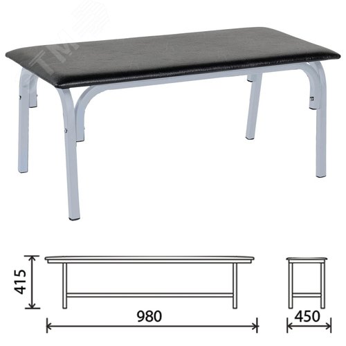 Изображение товара Банкетка без спинки ''Астрид'' (980 х 450 х 415), серый каркас, кожзам черный, БМ9 К-01, ш/к 32686 (шт)