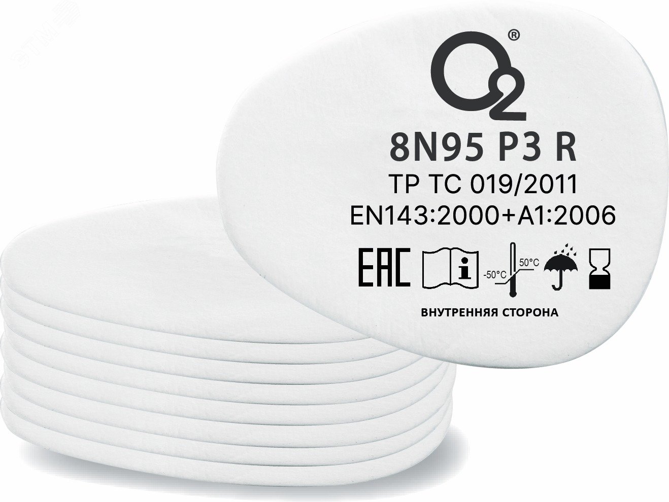 Изображение товара Предфильтр О2 противоаэрозольный P3 8N95P3 многоразовый 2 шт