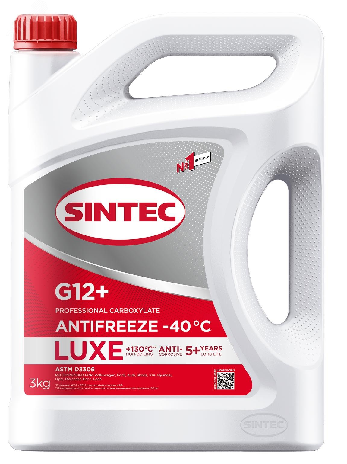 Изображение товара Антифриз Sintec Luxe G12+ red -40 3кг красный для системы охлаждения автомобиля