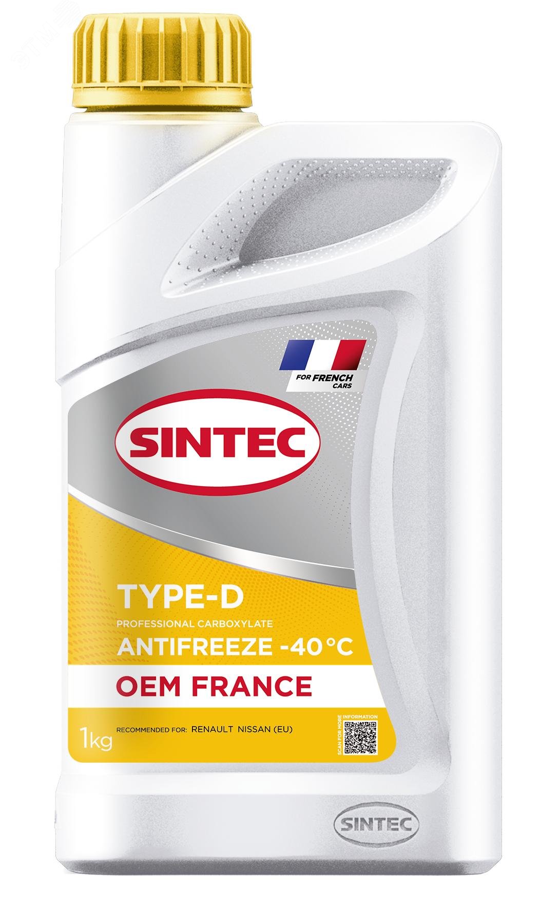 Изображение товара Антифриз Sintec OEM France Type-D yellow -40 1кг для надёжной защиты двигателя