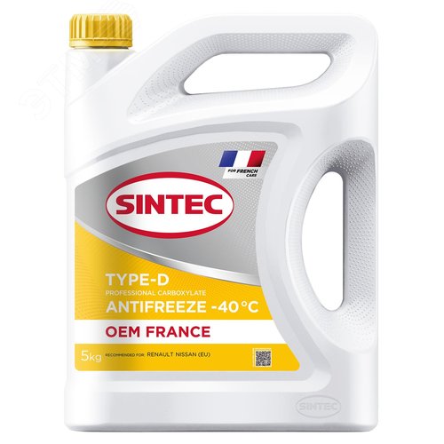 Изображение товара АнтифризSintec Antifreeze OEM France Type-D yellow -40 5кг (шт)