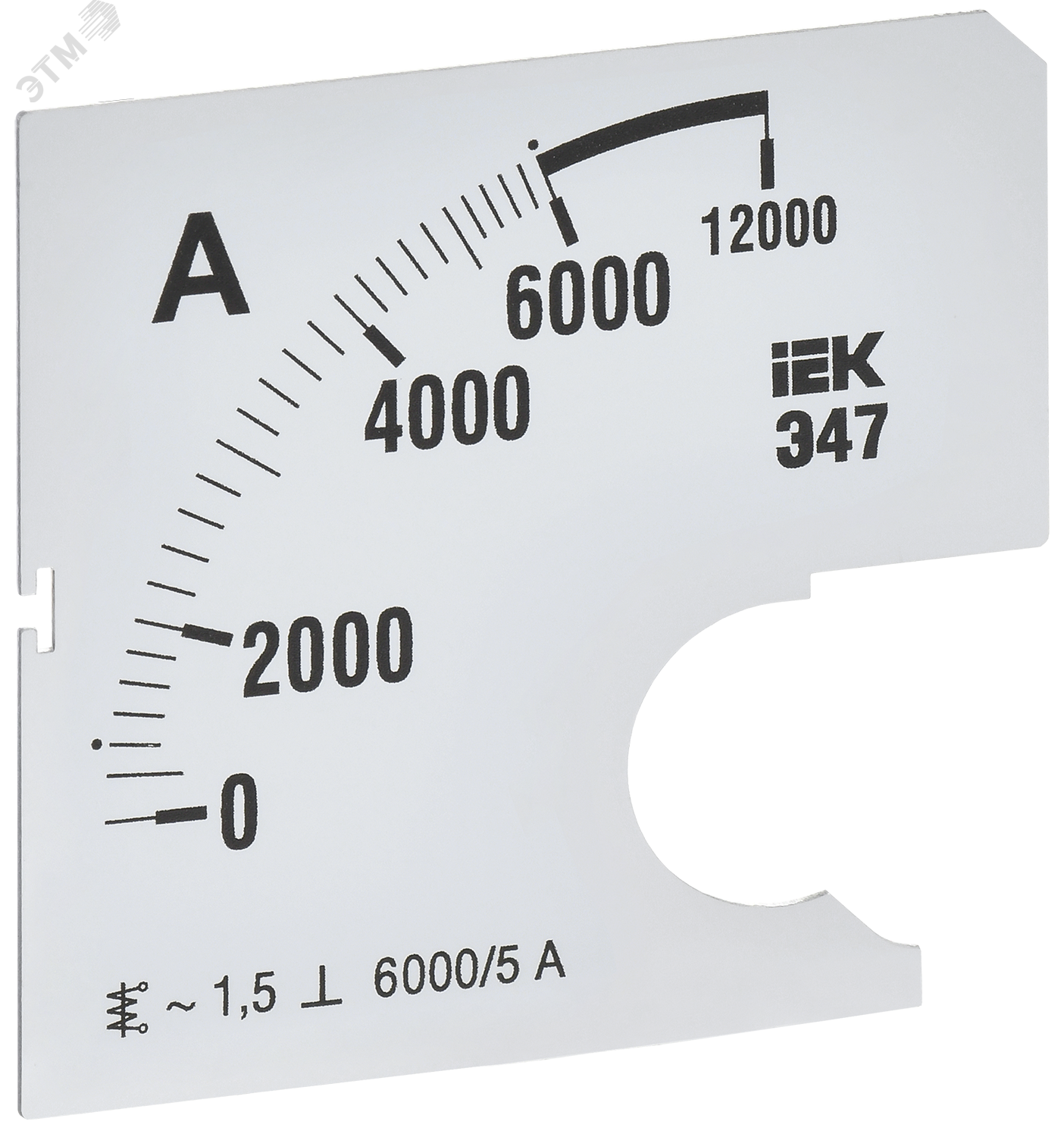 Изображение товара Шкала для амперметра Э47 6000А класс точности 1,5 72х72мм