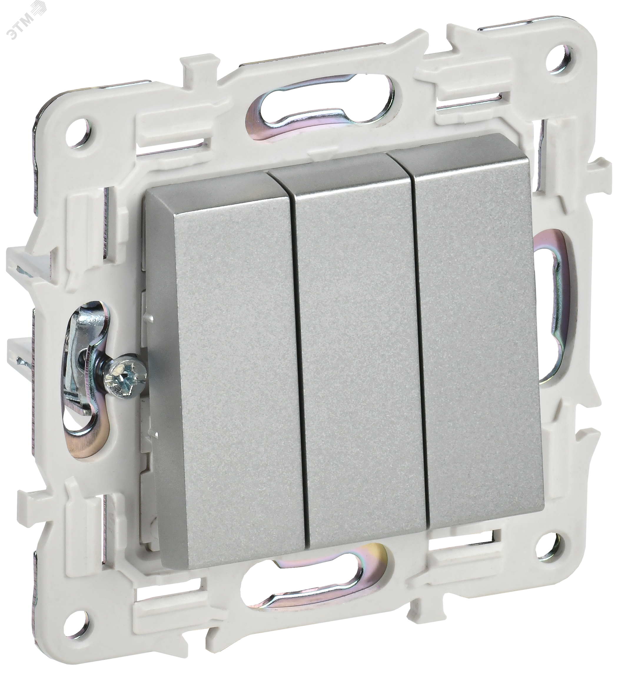 Изображение товара Выключатель 3-клавишный SKANDY 10А серый с подсветкой IEK