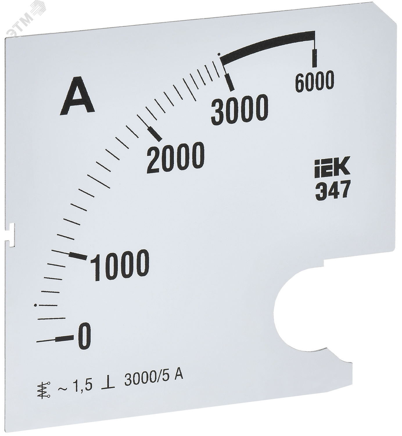 Изображение товара Шкала сменная для амперметра Э47 0-3000А класс точности 1,5 96х96мм