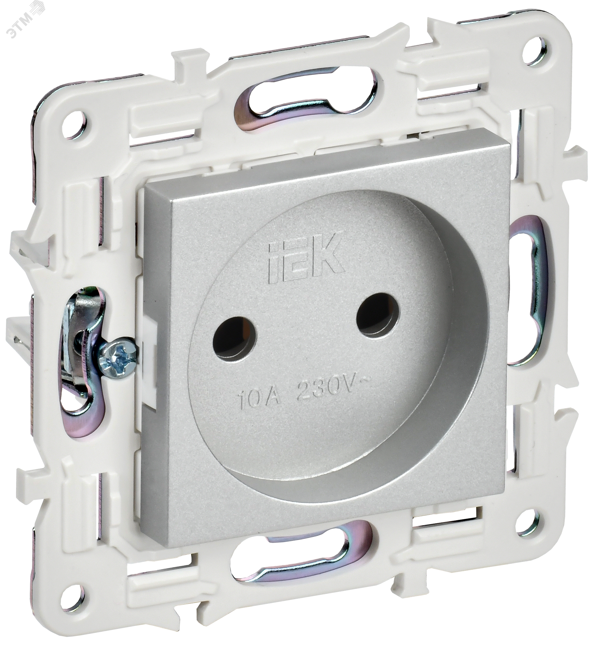 Изображение товара Силовая розетка IEK SK-R02S 10А IP44 серебристая без заземления