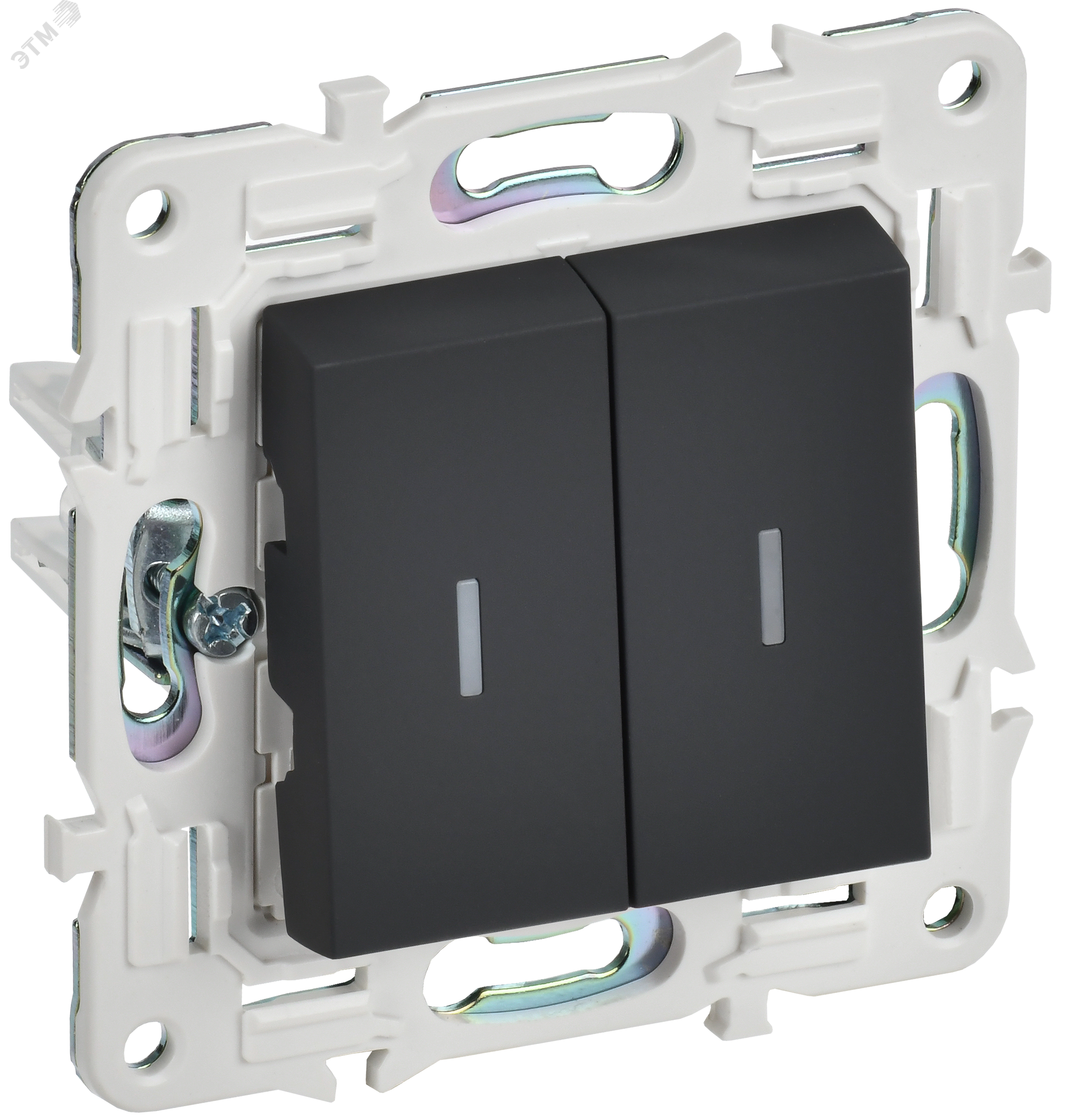 Изображение товара Выключатель 2-клавишный с индикацией SKANDY графит IP20 10А