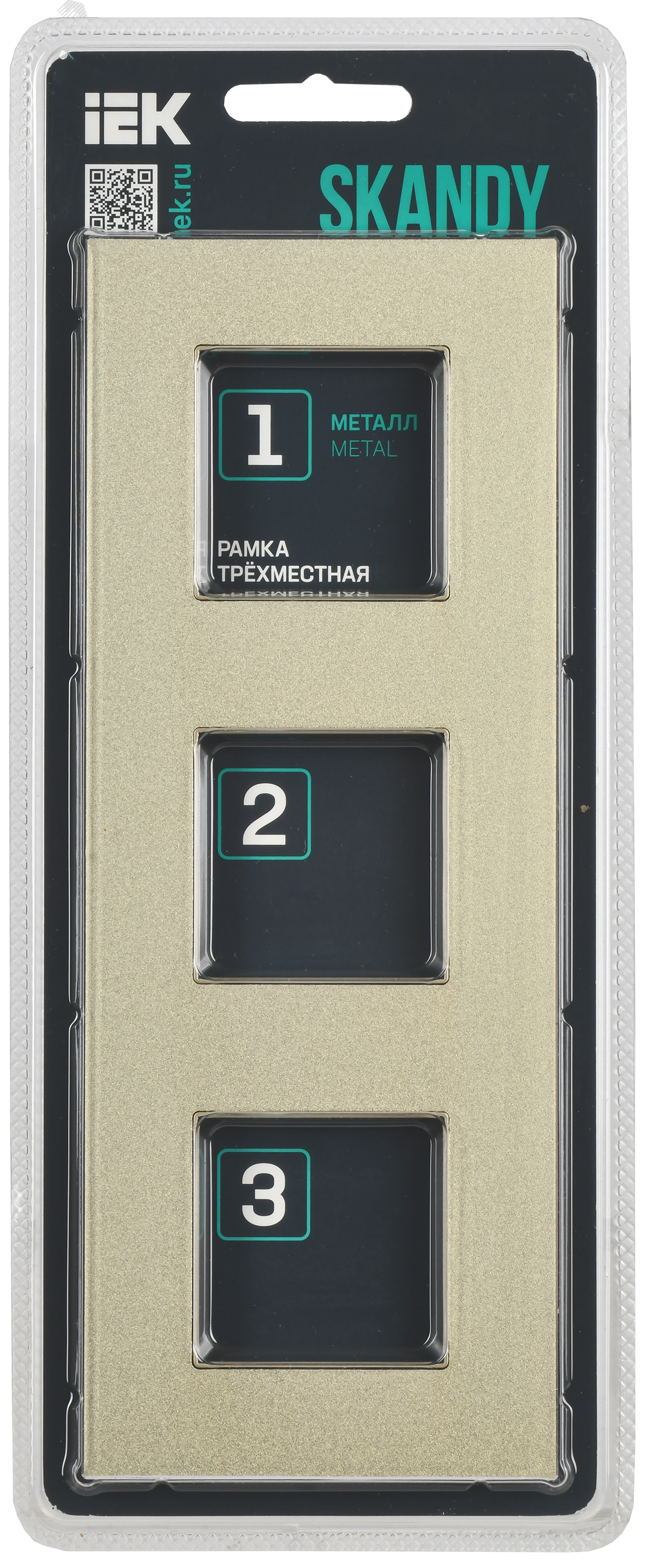 Изображение товара SKANDY Рамка 3-местная SK-F33Sh металл шампань IEK (шт)