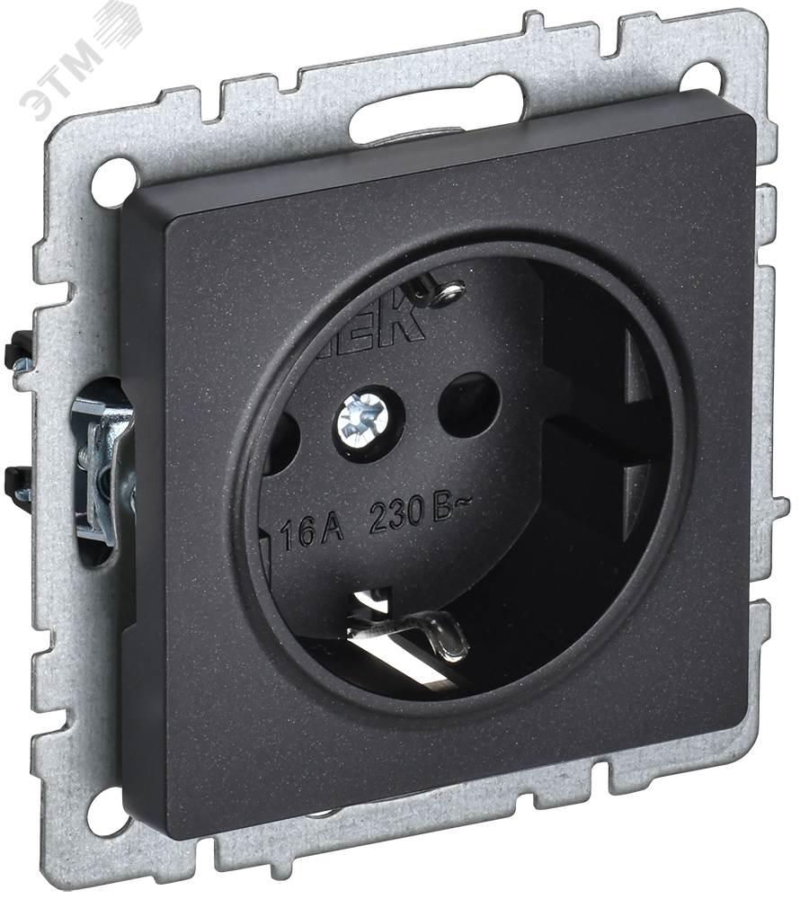Изображение товара Розетка с заземлением без защитных шторок 16А серия BRITE черная IEK РС11-1-0-БрЧ