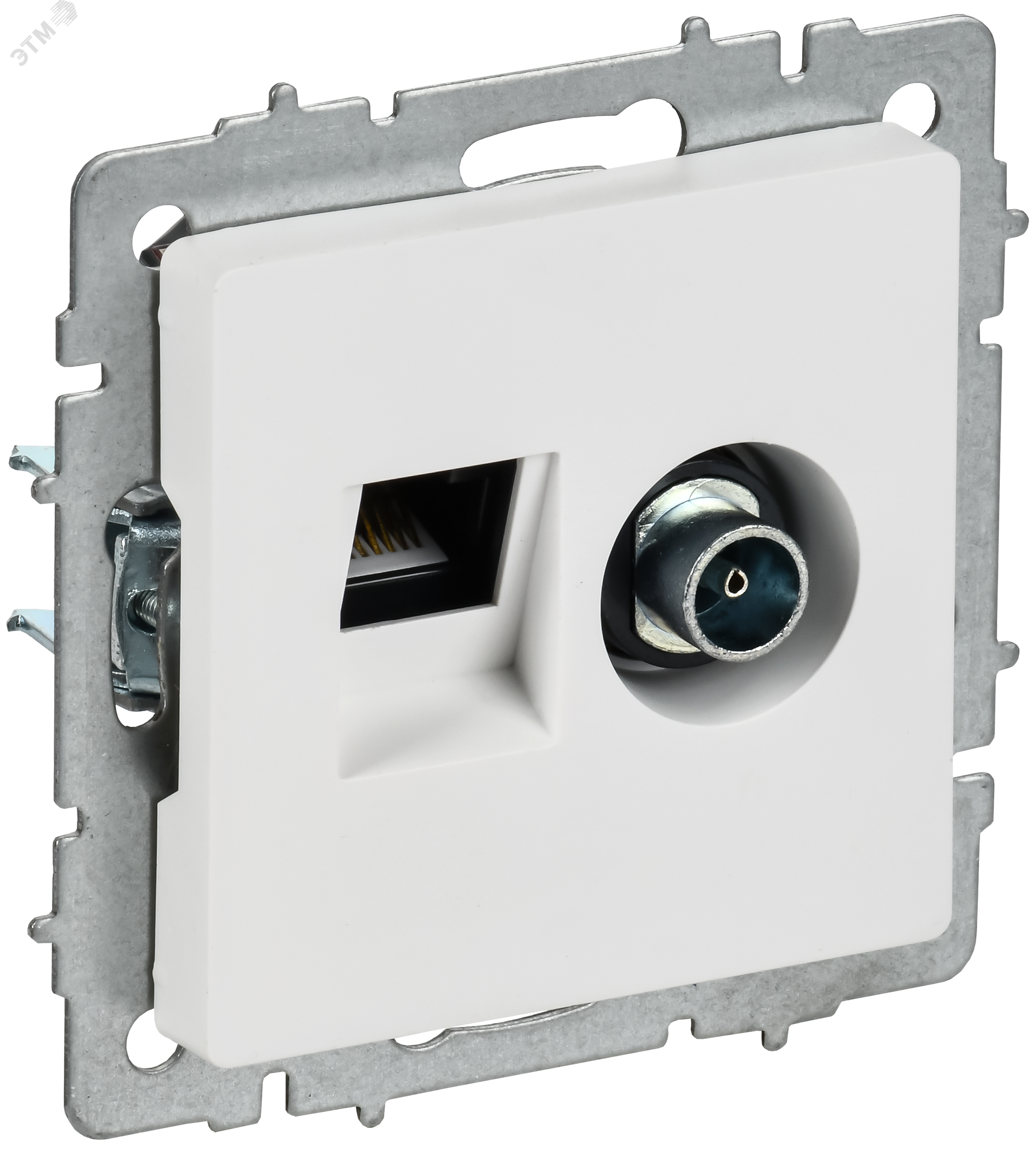 Изображение товара Розетка двойная TV+RJ45 категория 5E серия BRITE IEK белая