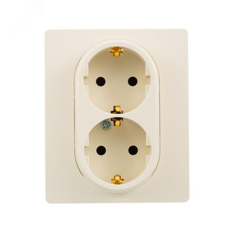 Изображение товара Розетка 2-местная с заземлением ETIKA для скрытого монтажа 16А бежевый