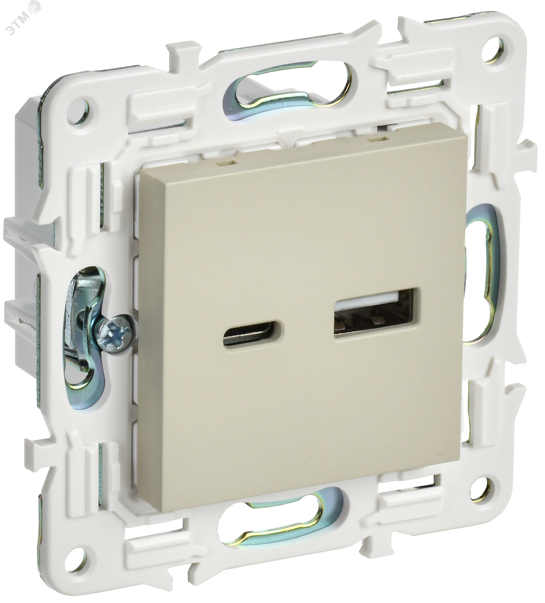 Изображение товара Розетка USB серии SKANDY IEK с разъемами А и С, бежевый, IP20