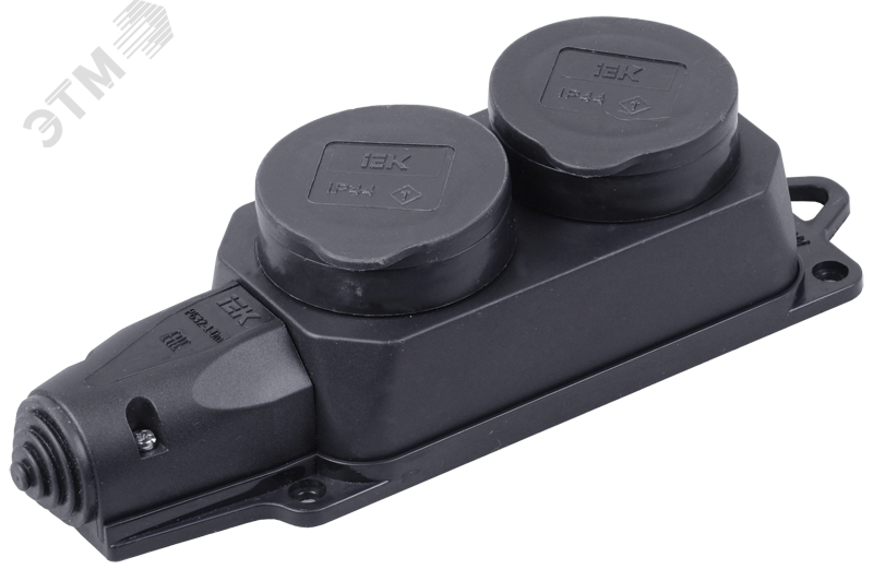 Изображение товара Розетка каучуковая двойная IP44 с защитными крышками IEK ОМЕГА