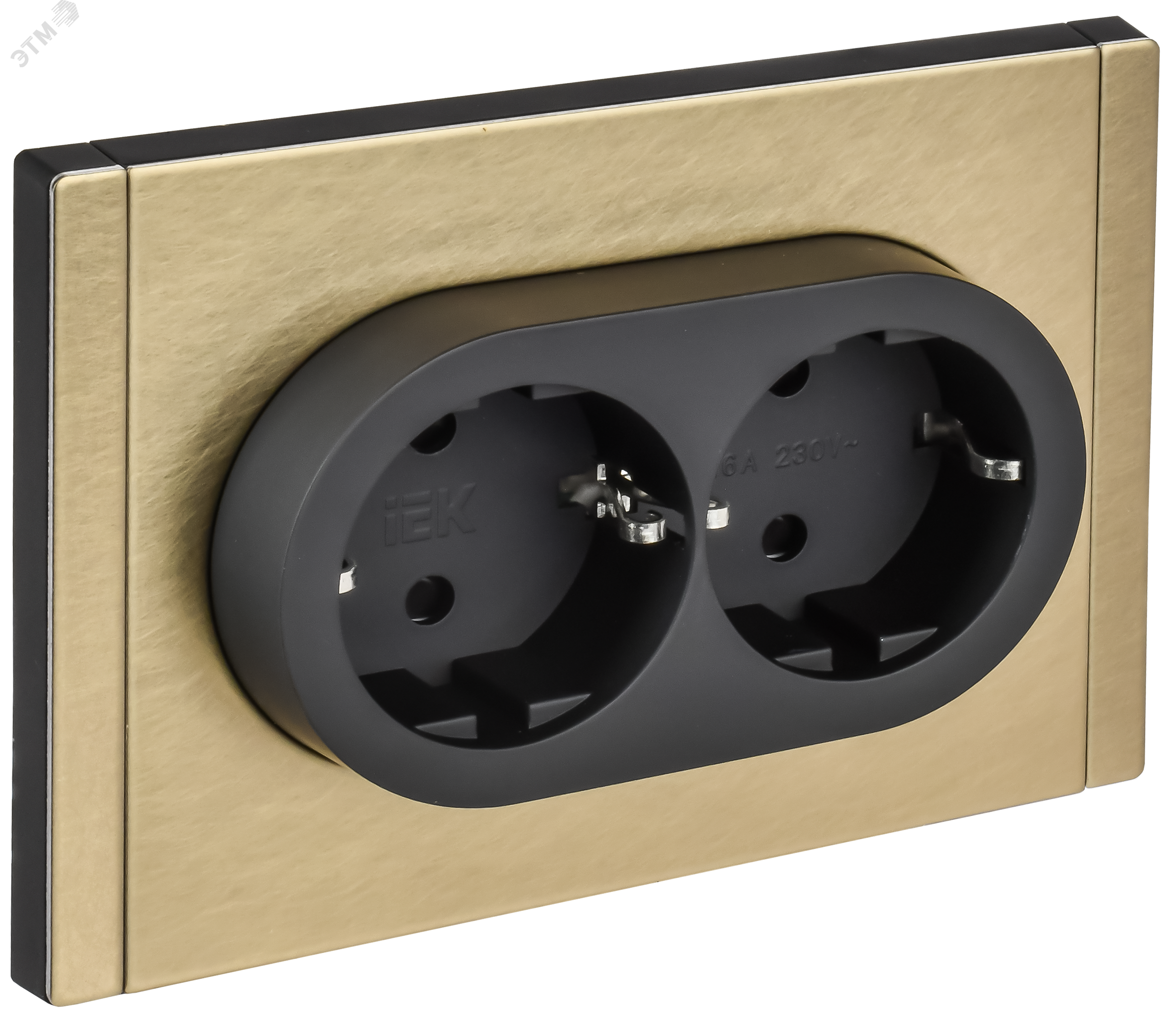 Изображение товара Розетка 2-местная с заземлением серия FORTE&PIANO IEK шампань