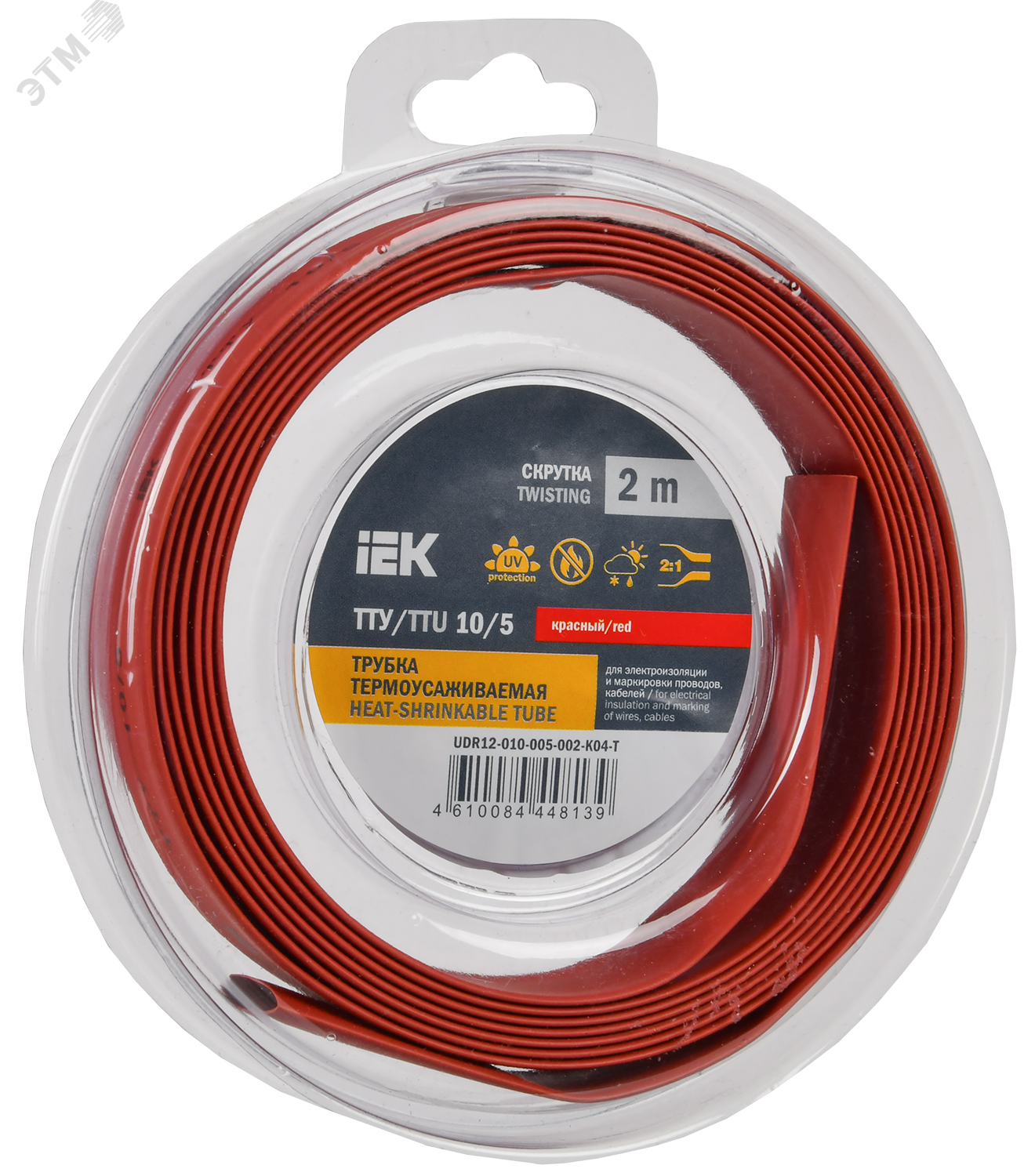 Изображение товара Термоусадочная трубка ТТУ нг-LS 10/5 красная 2м IEK