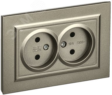 Изображение товара BRITE Розетка 2-местная без заземления с защитными шторками 10А