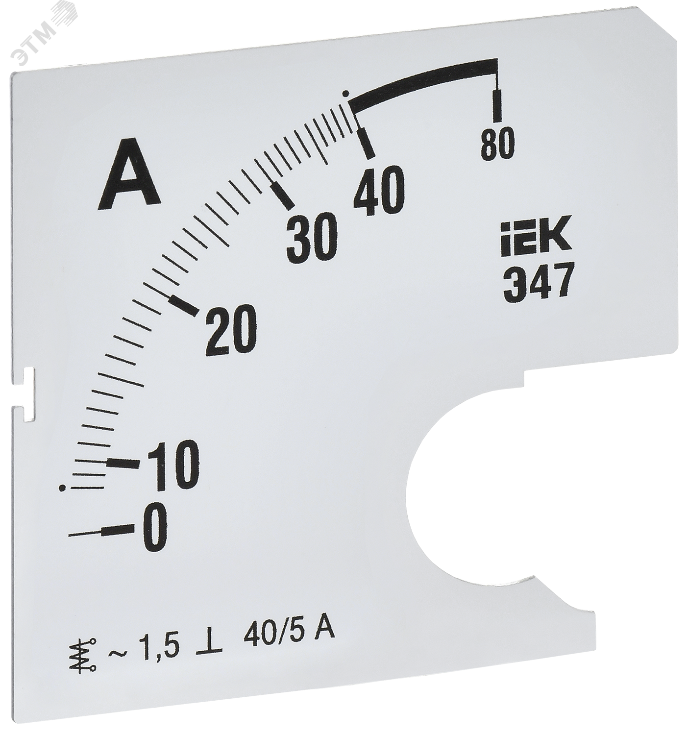 Изображение товара Шкала сменная для амперметра Э47 40/5А класс точности 1,5 72х72мм IEK