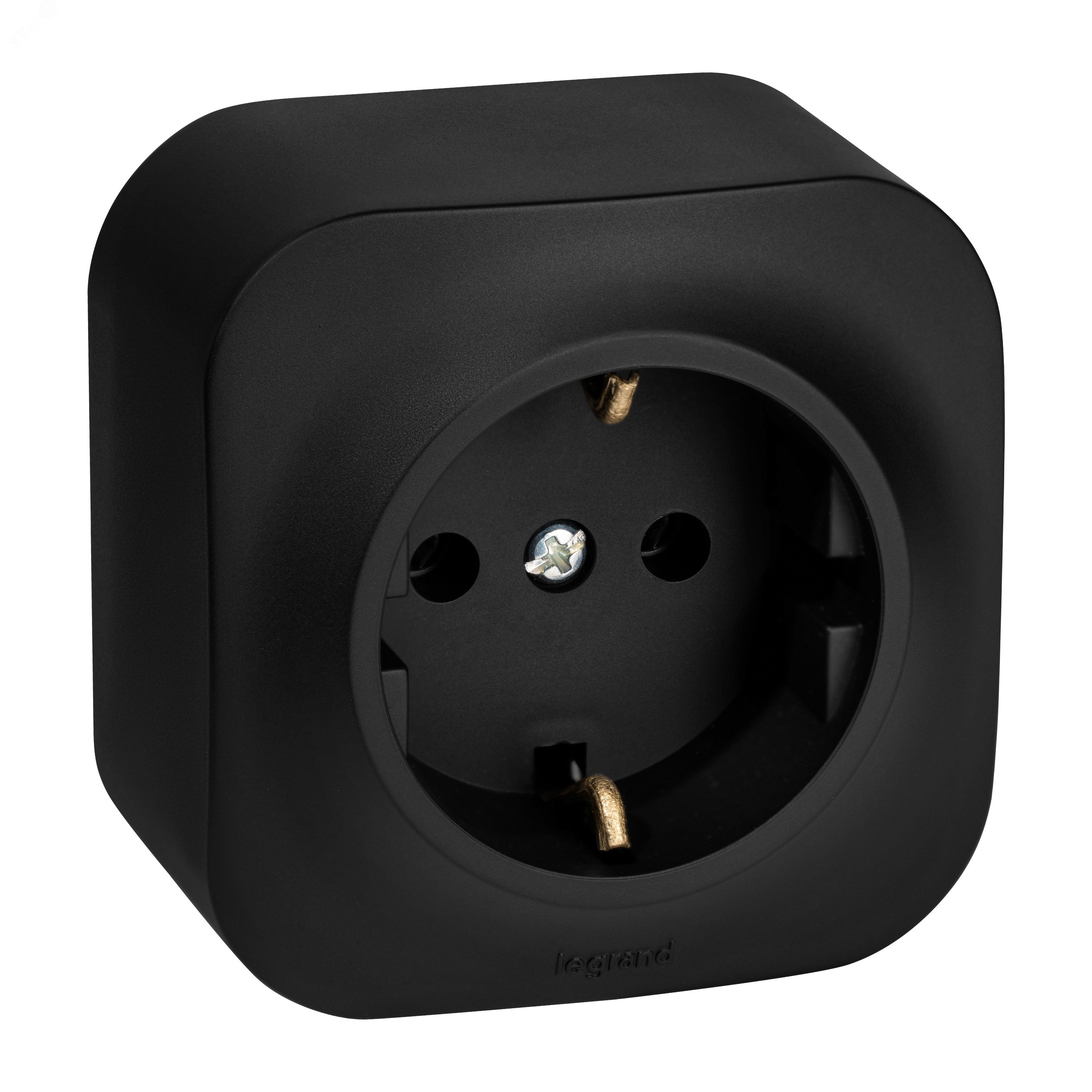 Изображение товара Розетка силовая 1-местная для открытого монтажа с заземлением QUTEO черный матовый 16А