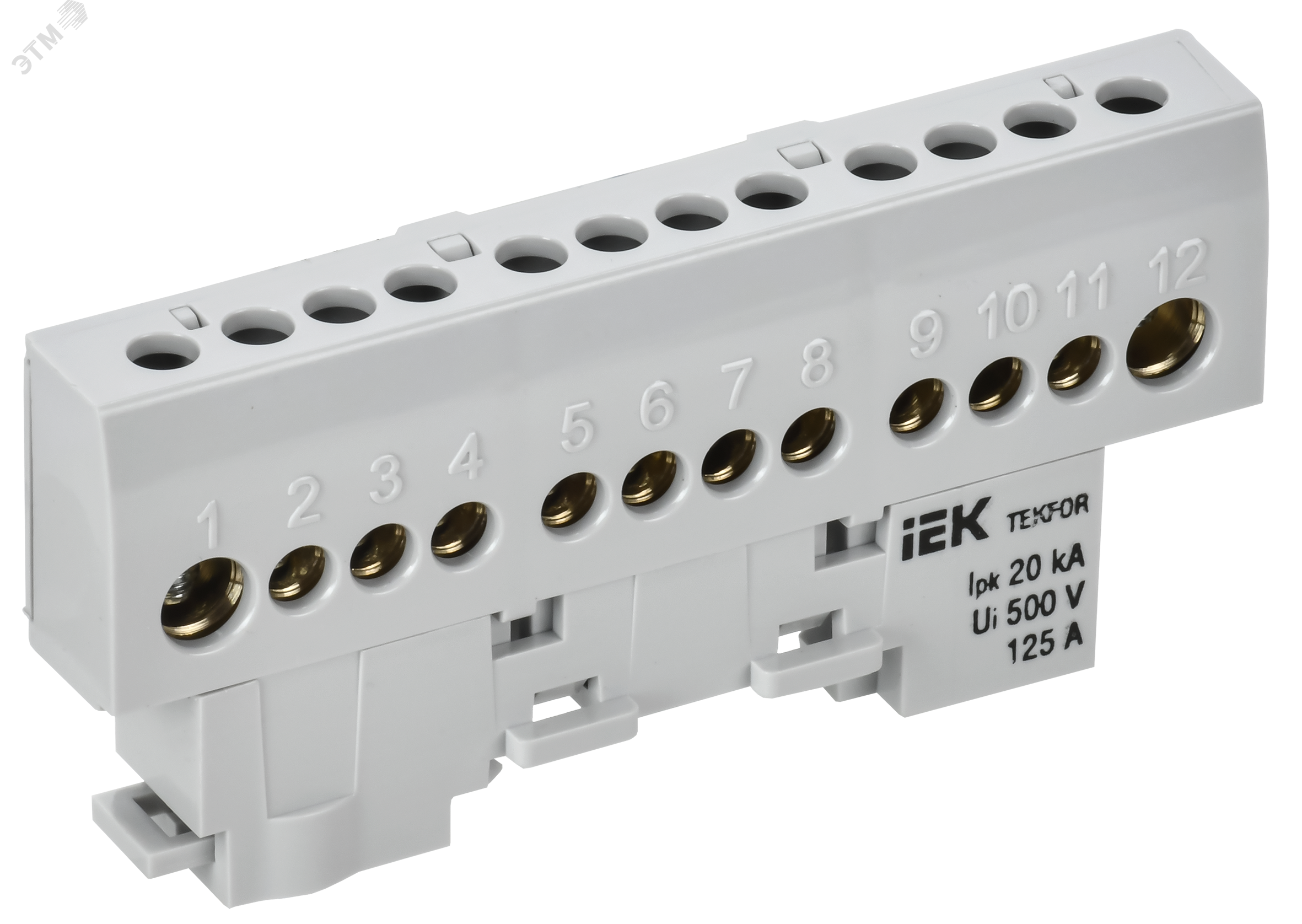 Изображение товара Шина L фаза изолированная на универсальном держателе IEK 12 контактов 25 мм2