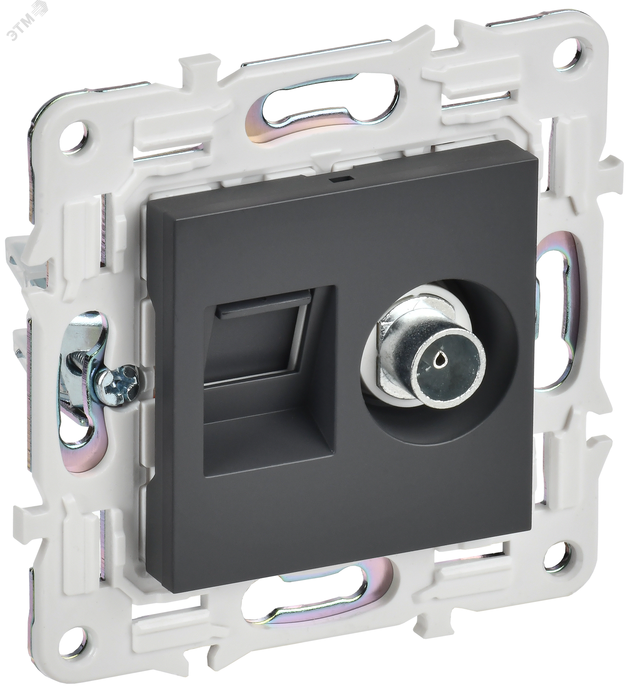 Изображение товара Двойная розетка TV+RJ45 SKANDY SK-A14T титан IEK