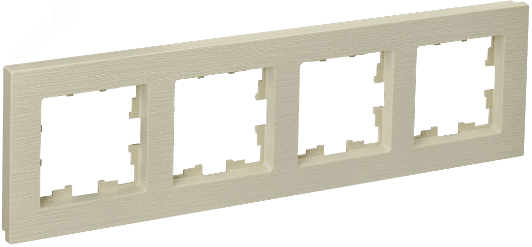 Изображение товара Рамка 4 поста BRITE IEK бежевый рифленый декоративный пластиковый монтаж