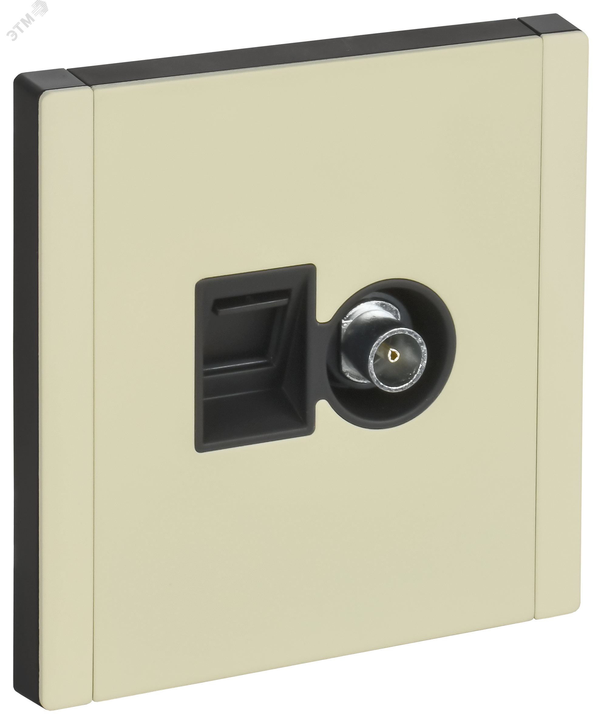 Изображение товара Розетка двойная TV+RJ45 OFORTE&PIANO из премиального металла, цвет слоновая кость