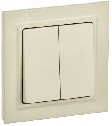 Изображение товара Выключатель двухклавишный 10А серия BRITE IEK бежевый ВСР10-2-0-БрКр