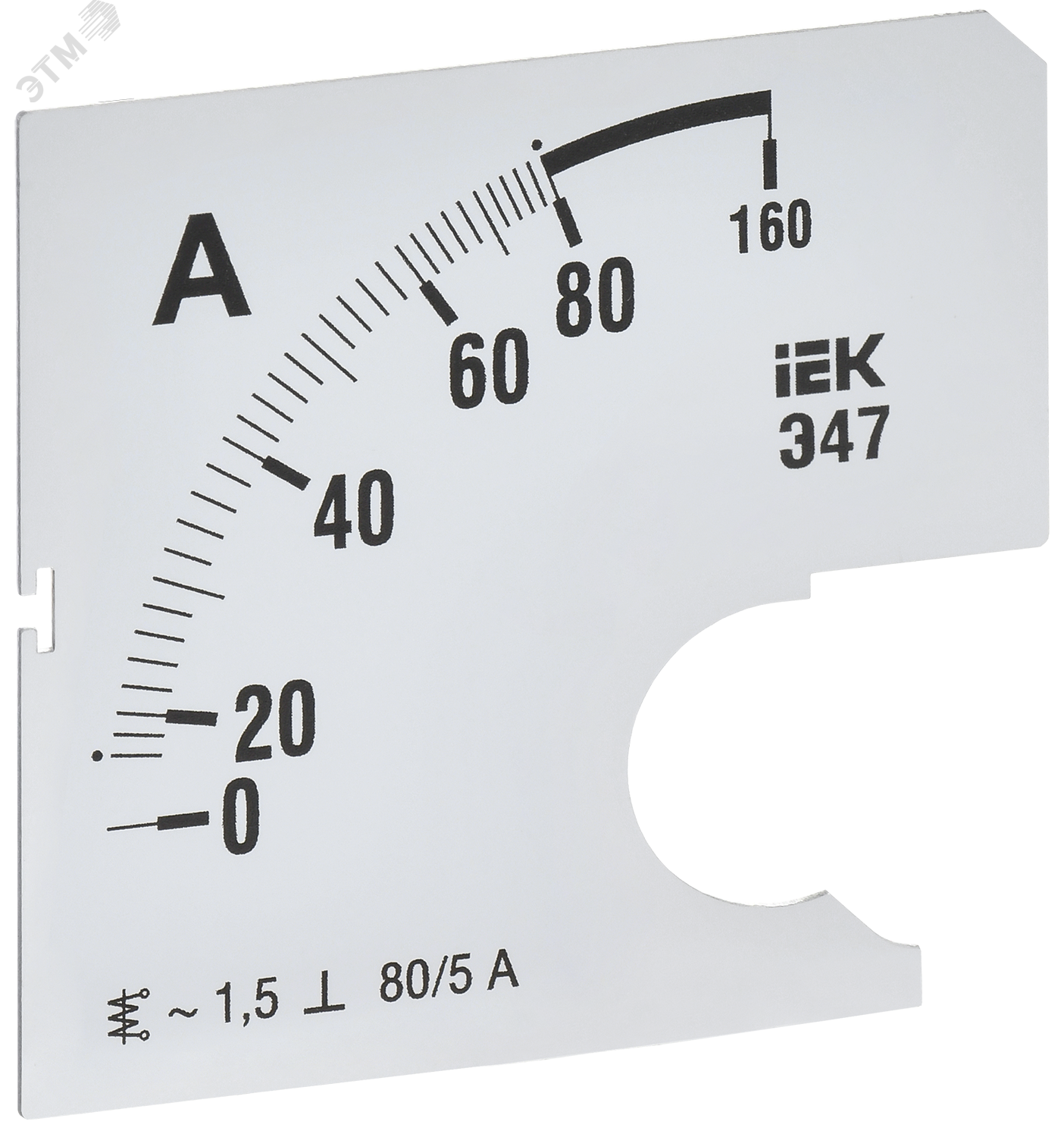 Изображение товара Шкала сменная для амперметра Э47 80/5А класс точности 1,5 72х72мм IEK