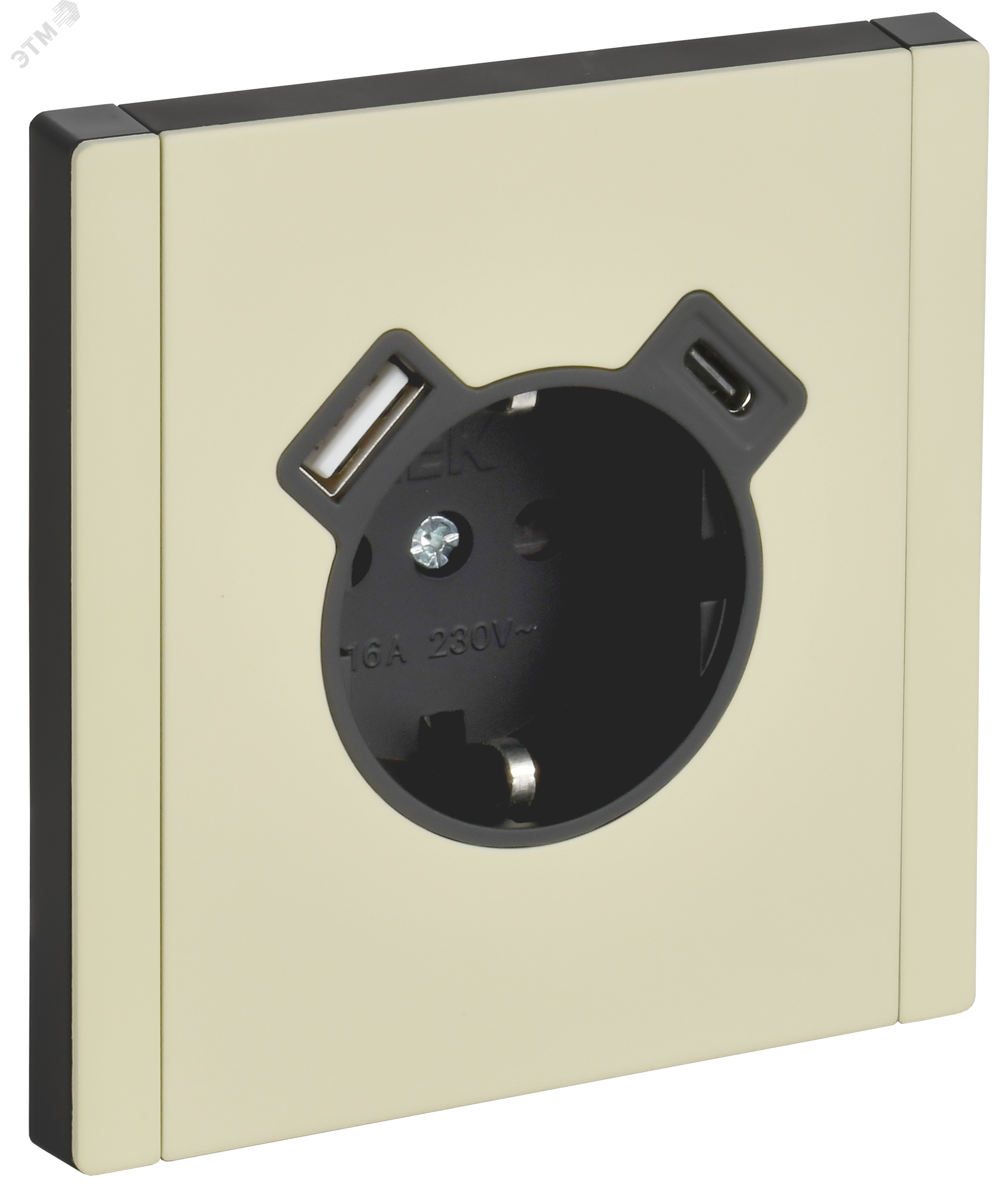 Изображение товара Розетка 1-местная с заземлением и USB A+C 18Вт для элитных интерьеров IEK FP847M