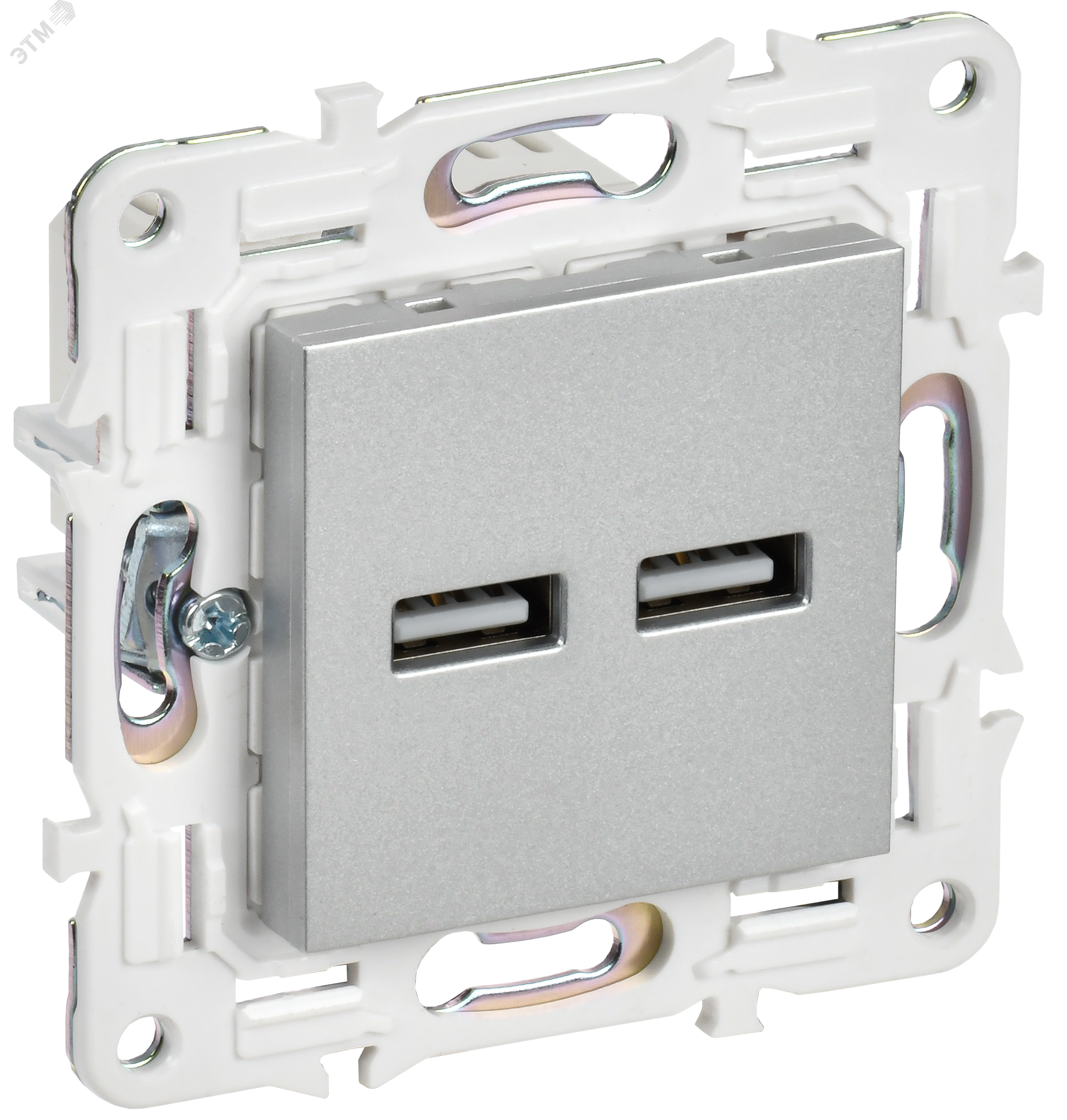 Изображение товара Розетка USB SKANDY с быстрым зарядом серебристая IP20