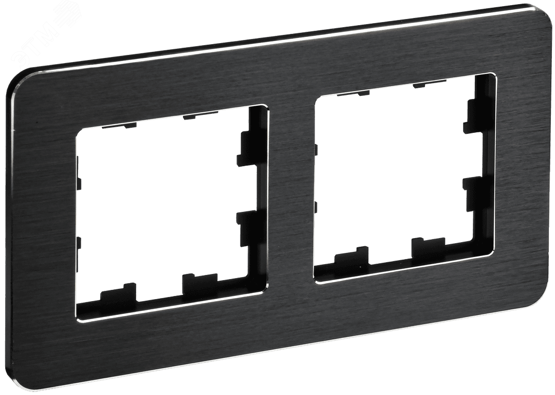 Изображение товара Рамка 2 поста BRITE черная металлическая IEK для электроустановок