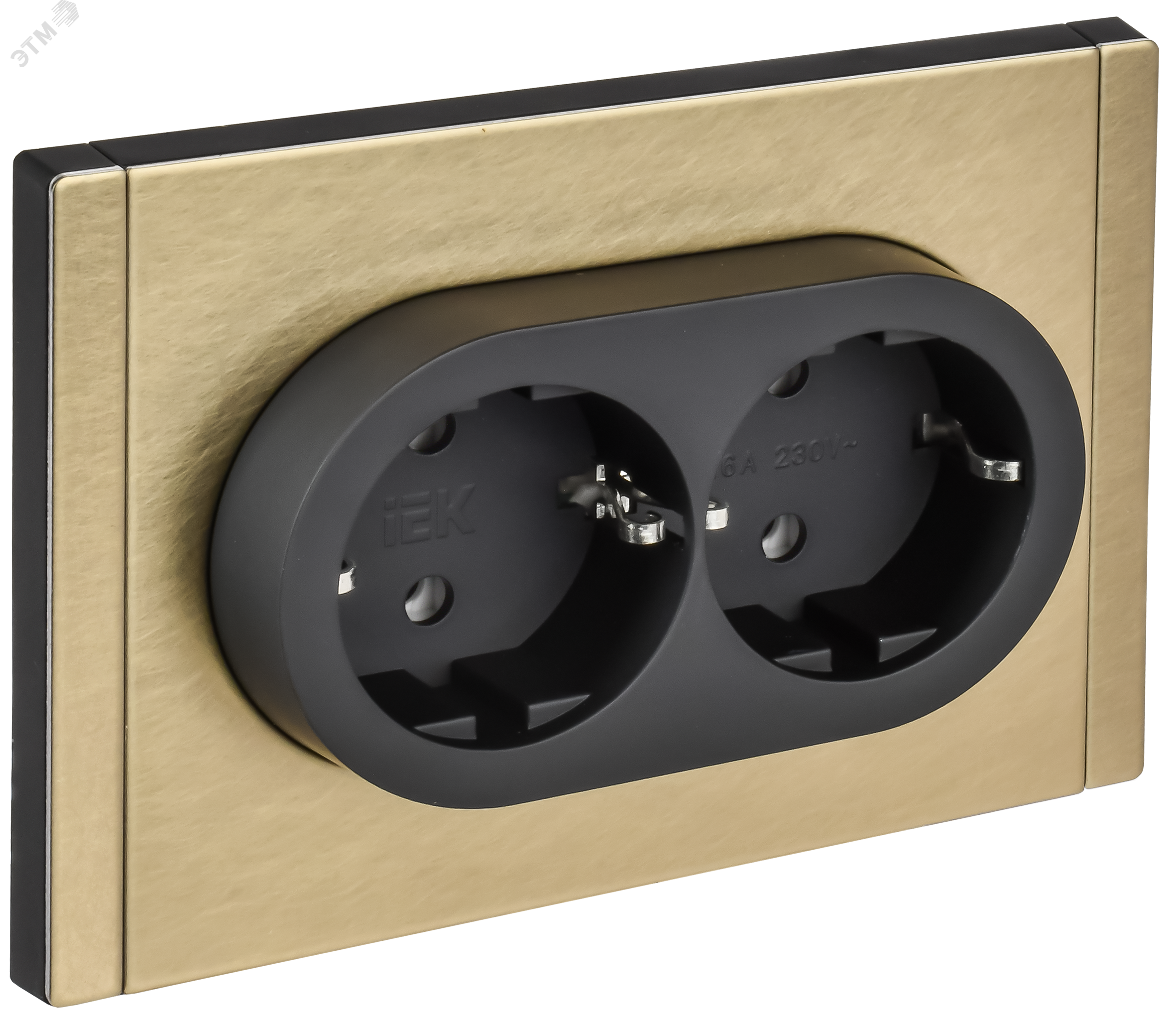 Изображение товара Розетка 2-местная с заземлением IEK FORTE&PIANO шампань высокого качества