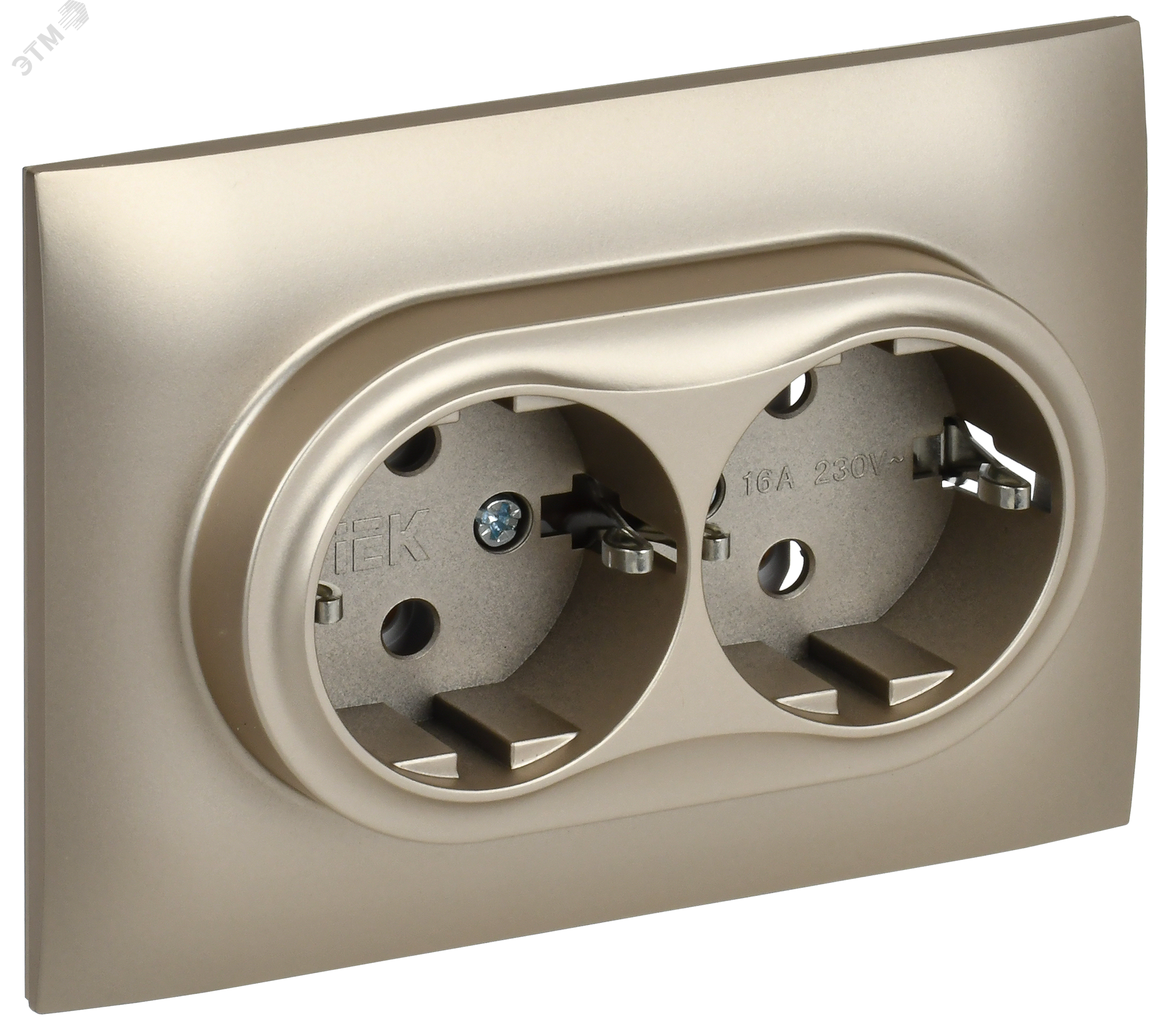 Изображение товара SKANDY Розетка 2-местная с заземлением без защитных шторок 16А в сборе SK-R08Sh шампань IEK (шт)