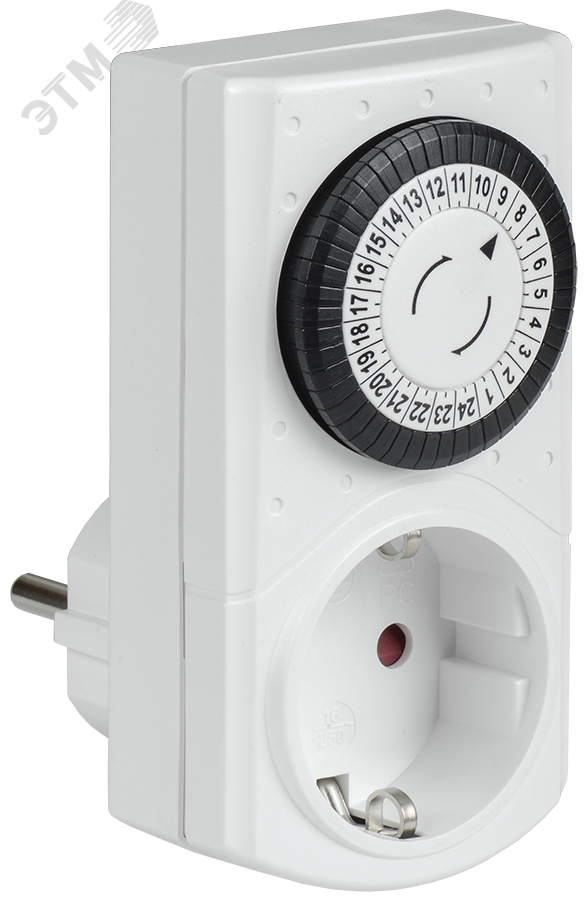 Изображение товара РТМ-1 Розетка-таймер механический 30мин 24ч 48вкл-выкл 16А IP20