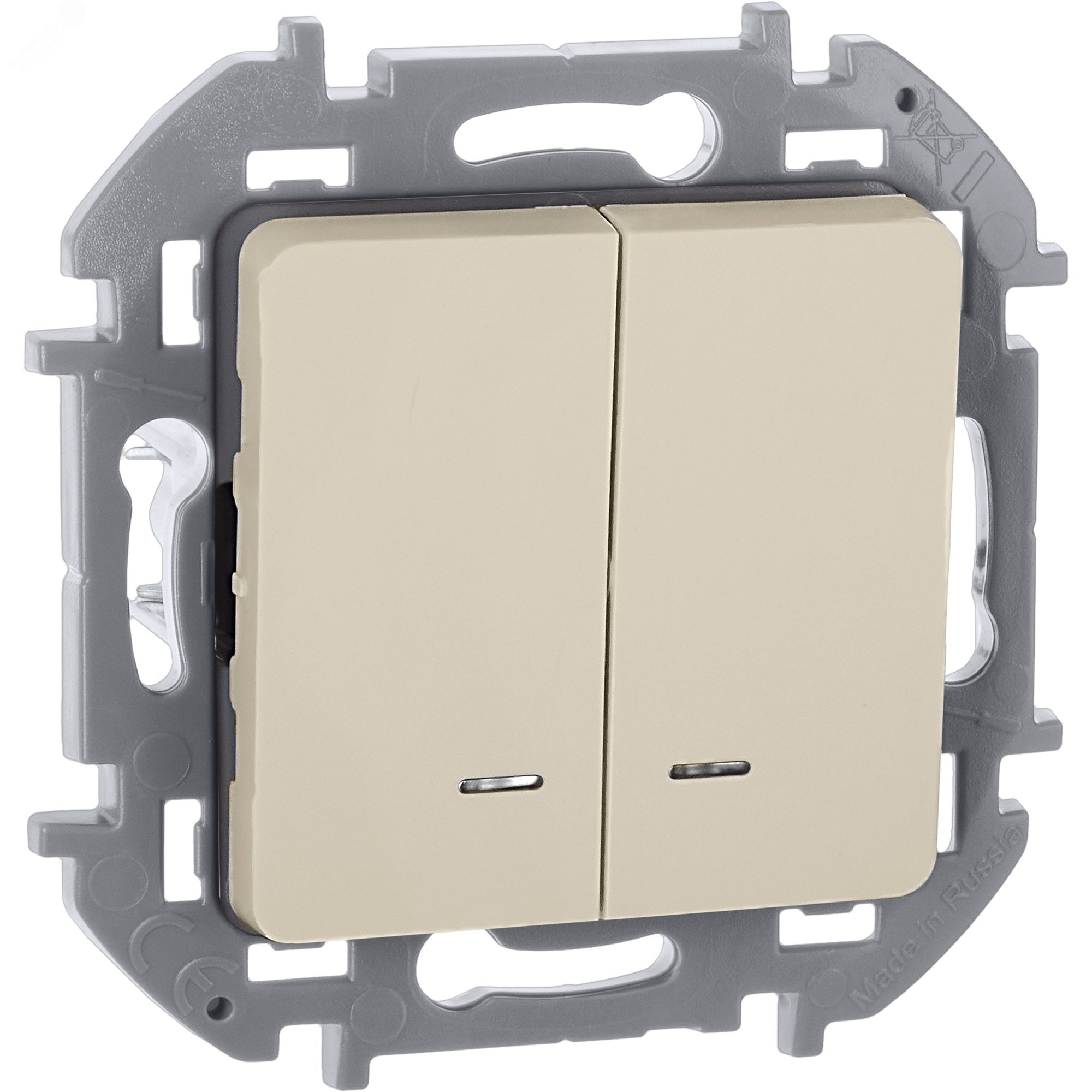 Изображение товара Выключатель 2-клавишный с подсветкой и индикацией INSPIRIA 220V белый