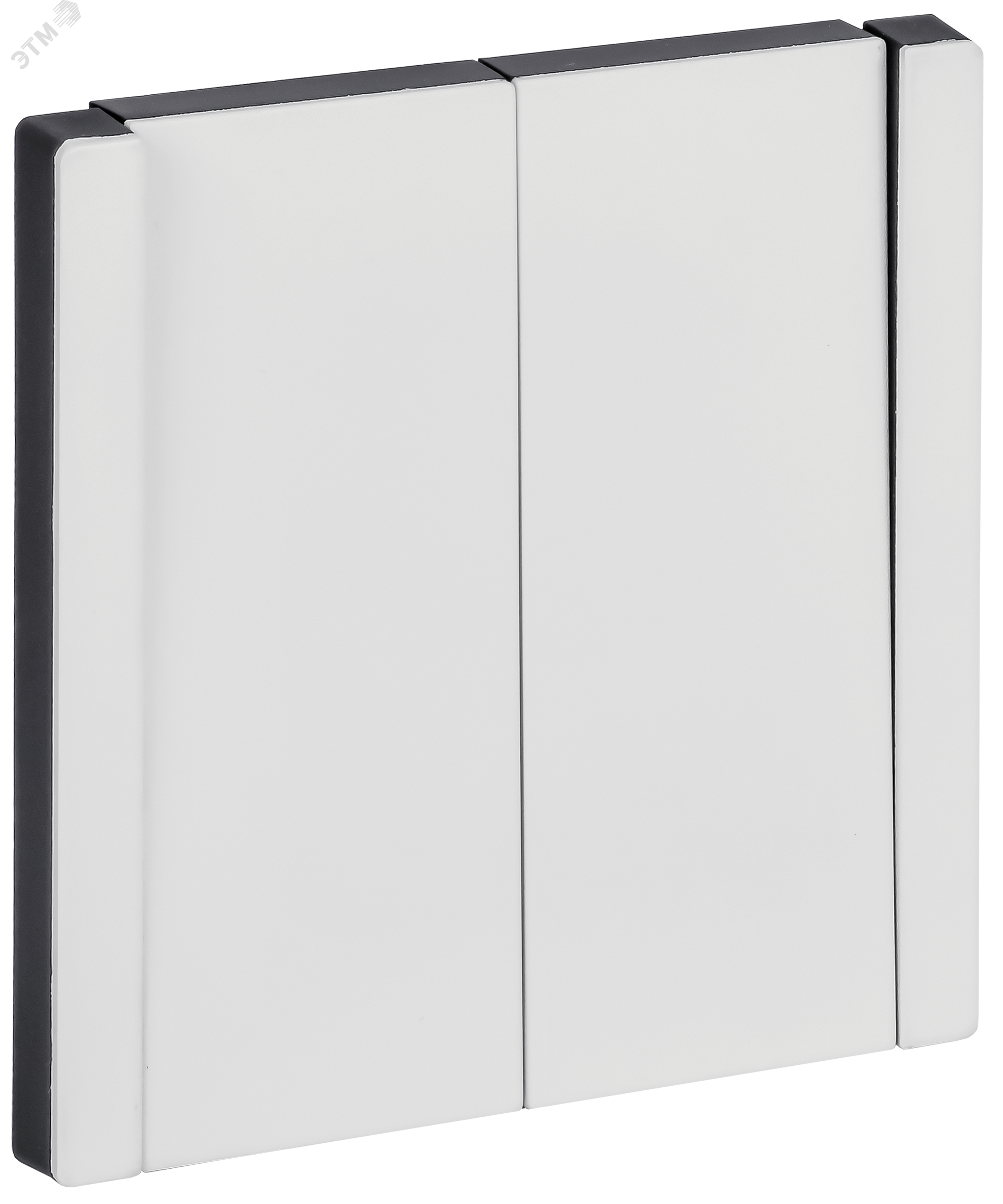 Изображение товара Выключатель 2-клавишный перекрестный металлик IEK FP209M белый премиум дизайн