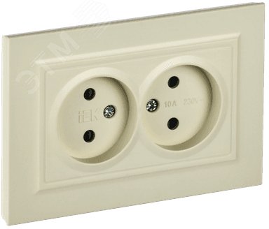 Изображение товара BRITE Розетка 2-местная без заземления с защитными шторками 10А