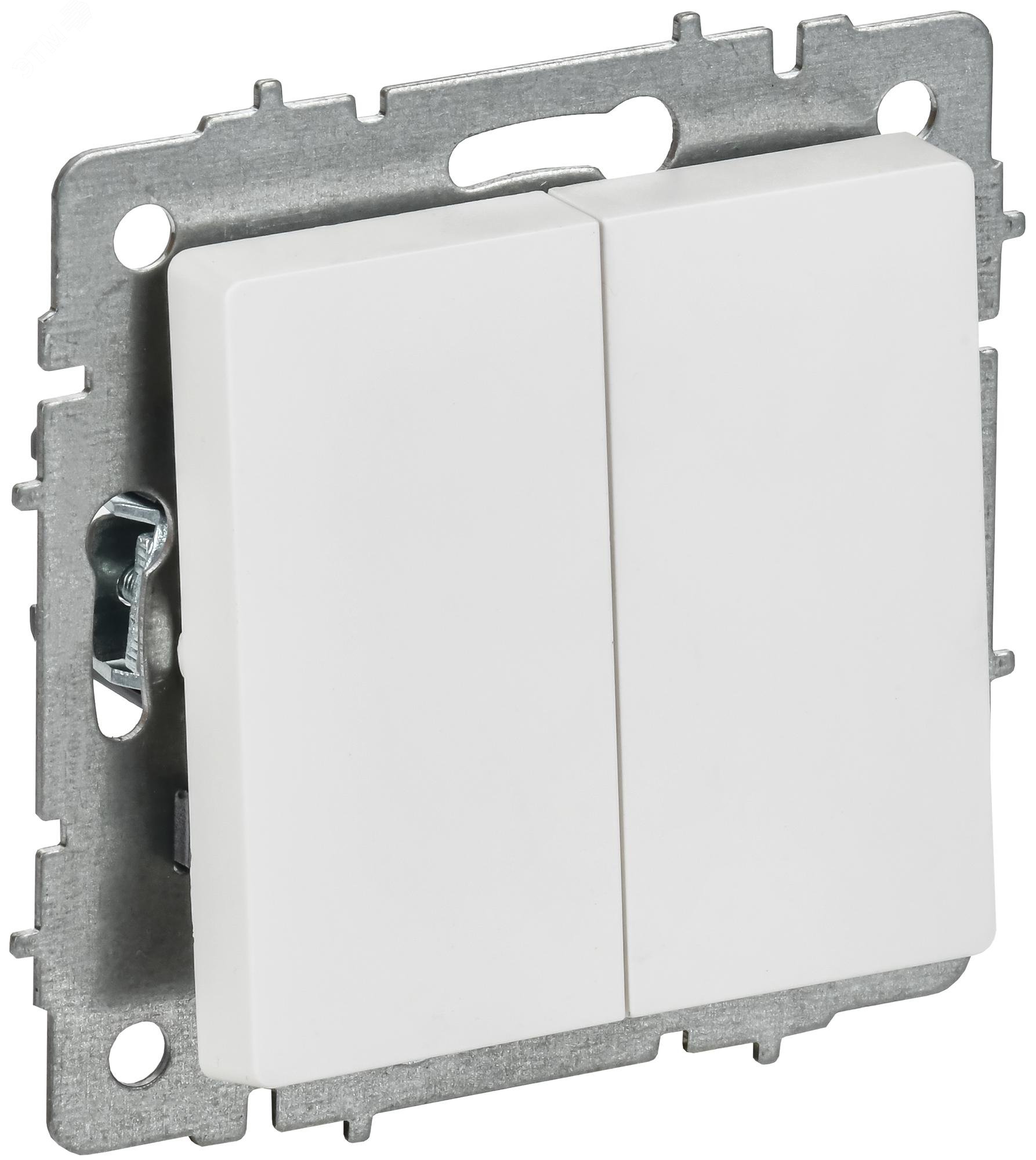 Изображение товара Выключатель 2-клавишный BRITE 10А арктический белый IEK