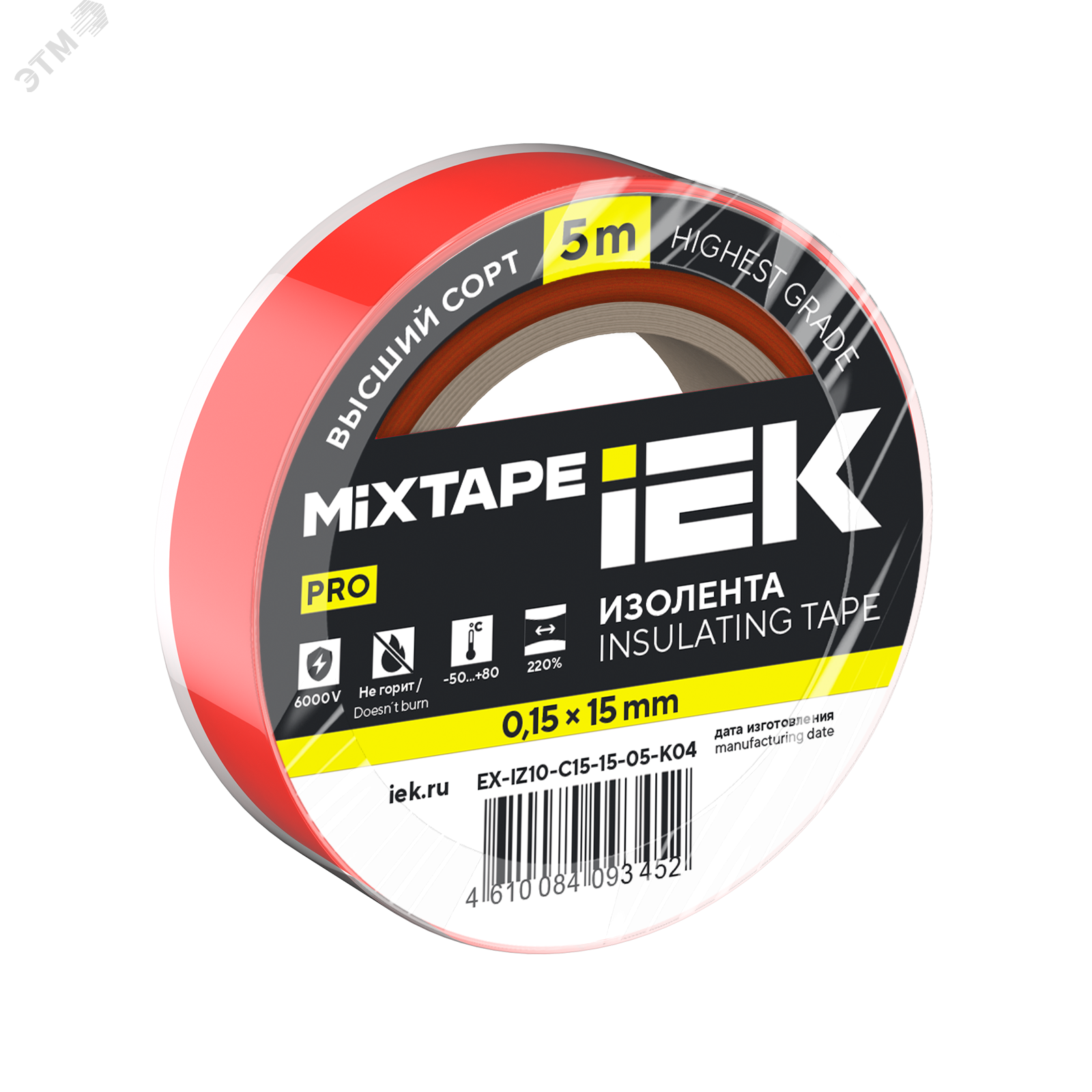 Изображение товара Изолента 0,15х15мм красная 5м IEK MIXTAPE PRO (шт)