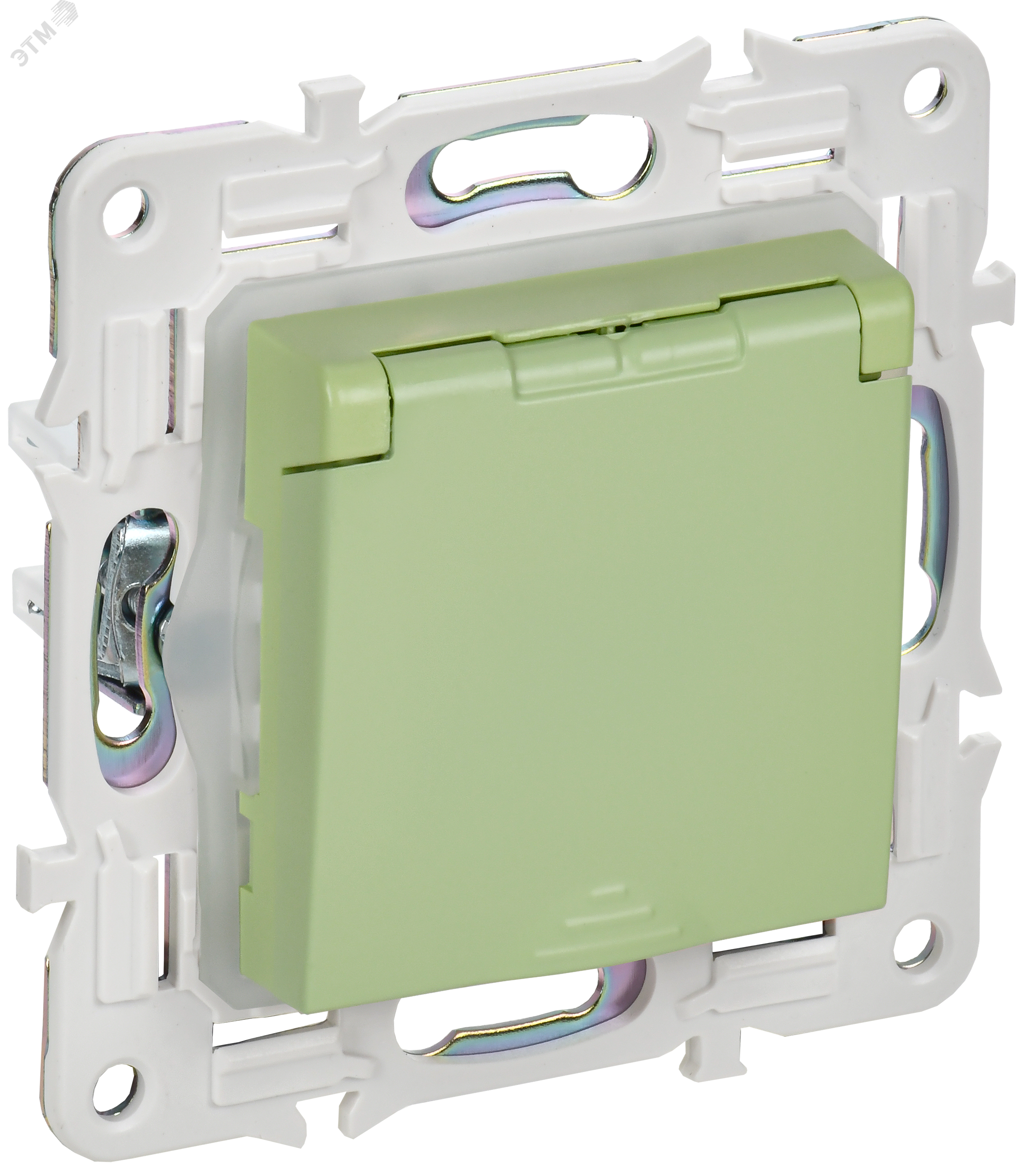 Изображение товара SKANDY Розетка 1-местная с заземлением с защитными шторками и крышкой 16А IP44 SK-R11G мятный IEK (шт)