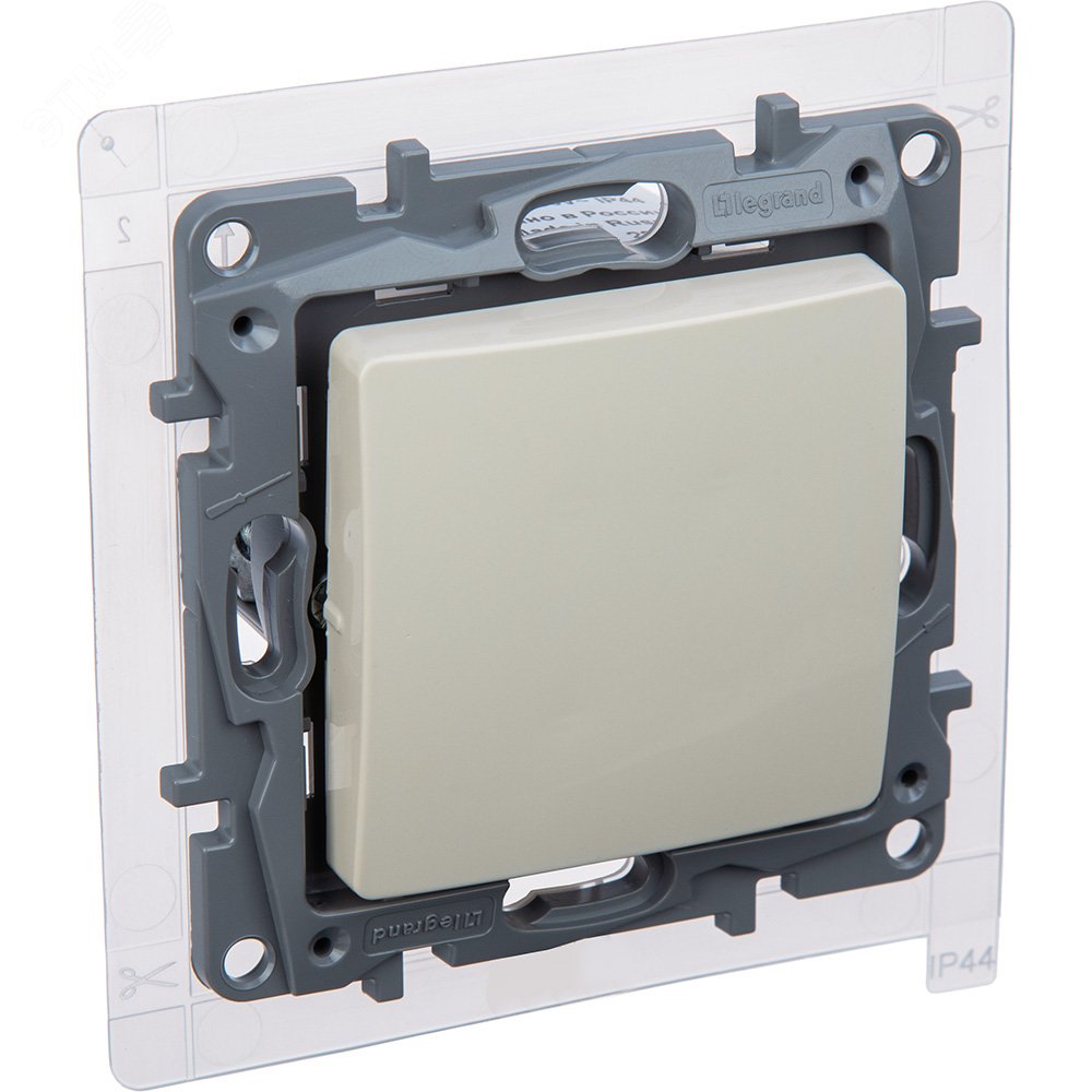 Изображение товара Выключатель 1-клавишный проходной 10А IP44 ETIKA слоновая кость