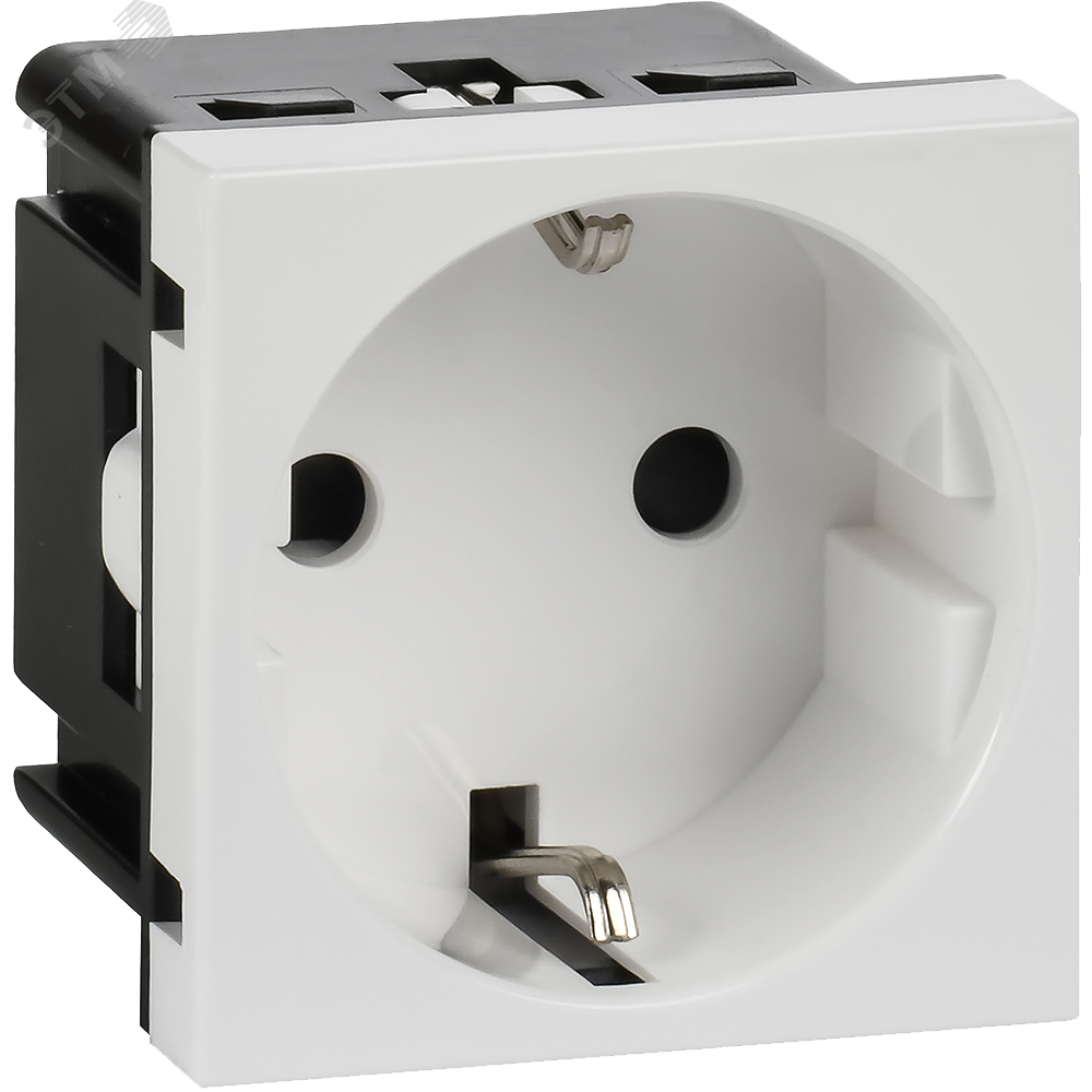 Изображение товара Розетка силовая с заземлением без защитной шторки белая 2 модуля IEK
