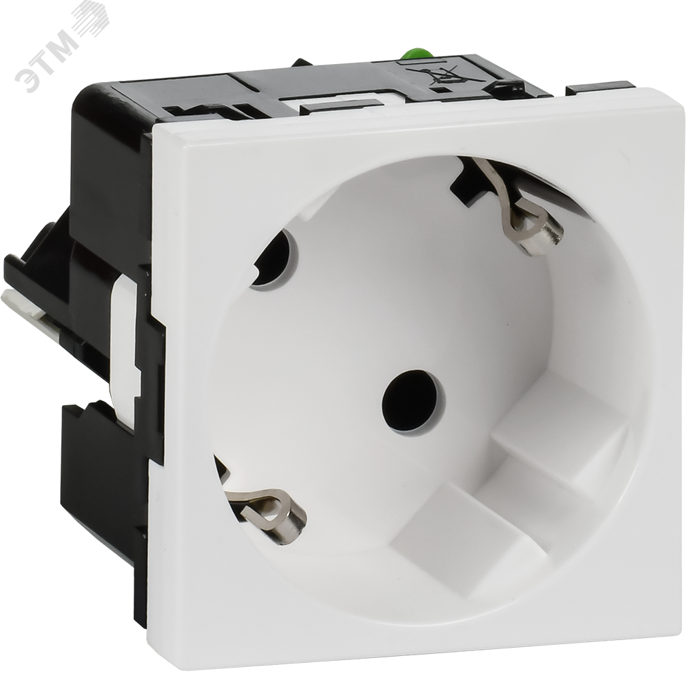Изображение товара Силовая розетка 45град, 2 модуля, заземление, белая, IP20